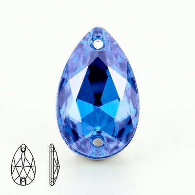 Стразы пришивные из стекла, цвет Light Sapphire, форма Teardrop / Pear