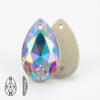 Стразы пришивные из стекла и хрусталя, цвет Crystal AB, форма Teardrop / Pear