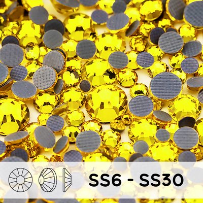 Стразы горячей фиксации из стекла, микс ss6 - ss30, Citrine