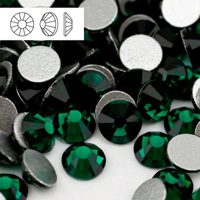 Стразы холодной фиксации из стекла, цвет Emerald, форма Flatback