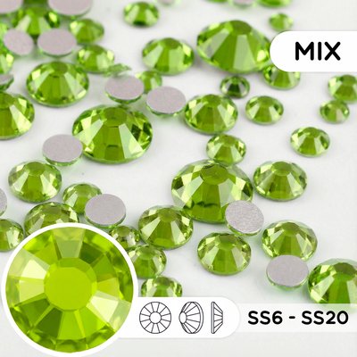 Стразы холодной фиксации из стекла, цвет Peridot, форма Round