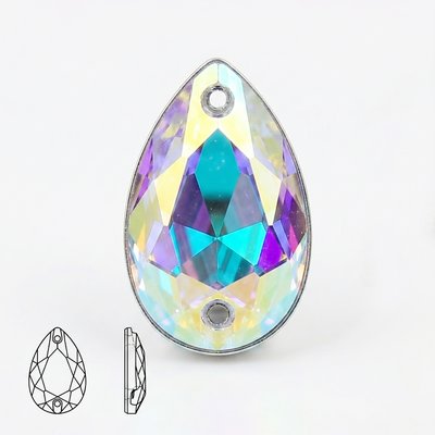 Стразы пришивные из стекла, цвет Crystal AB, форма Teardrop / Pear