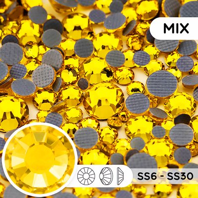 Стразы горячей фиксации из стекла, цвет Citrine, форма Round