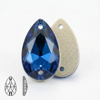 Стразы пришивные из стекла и хрусталя, цвет Sapphire, форма Teardrop / Pear