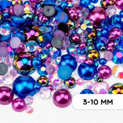 Набор страз холодной фиксации из стекла, цвет Crystal AB, форма Round