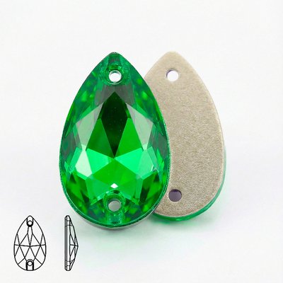 Стразы пришивные из стекла и хрусталя, цвет Peridot, форма Teardrop / Pear