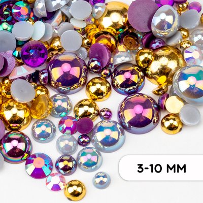 Набор клеевого полужемчуга 800шт, цвет Purple, форма Round