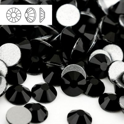 Стразы холодной фиксации из стекла, цвет Black Jet, форма Flatback