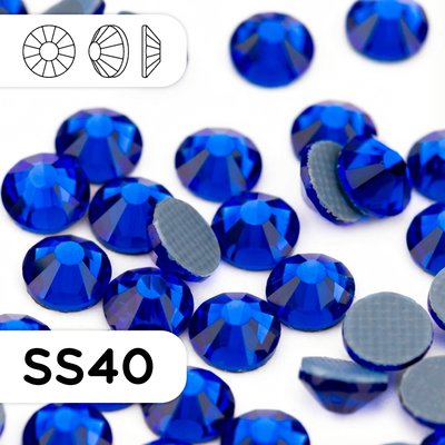 Стразы горячей фиксации из стекла, цвет Sapphire, ss40