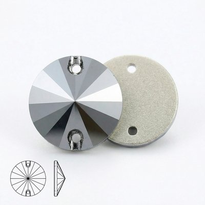 Стразы пришивные из стекла и хрусталя, цвет Jet Hematite, форма Rivoli
