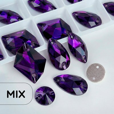 Стразы пришивные хрустальные, цвет Purple velvet, форма Mix, 30 шт