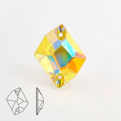 Стразы пришивные из стекла, цвет Citrine AB, форма Cosmic