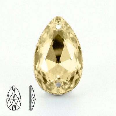 Стразы пришивные из стекла, цвет Jonquil, форма Teardrop / Pear