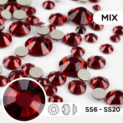 Стразы холодной фиксации из стекла, микс ss6 - ss20, Garnet