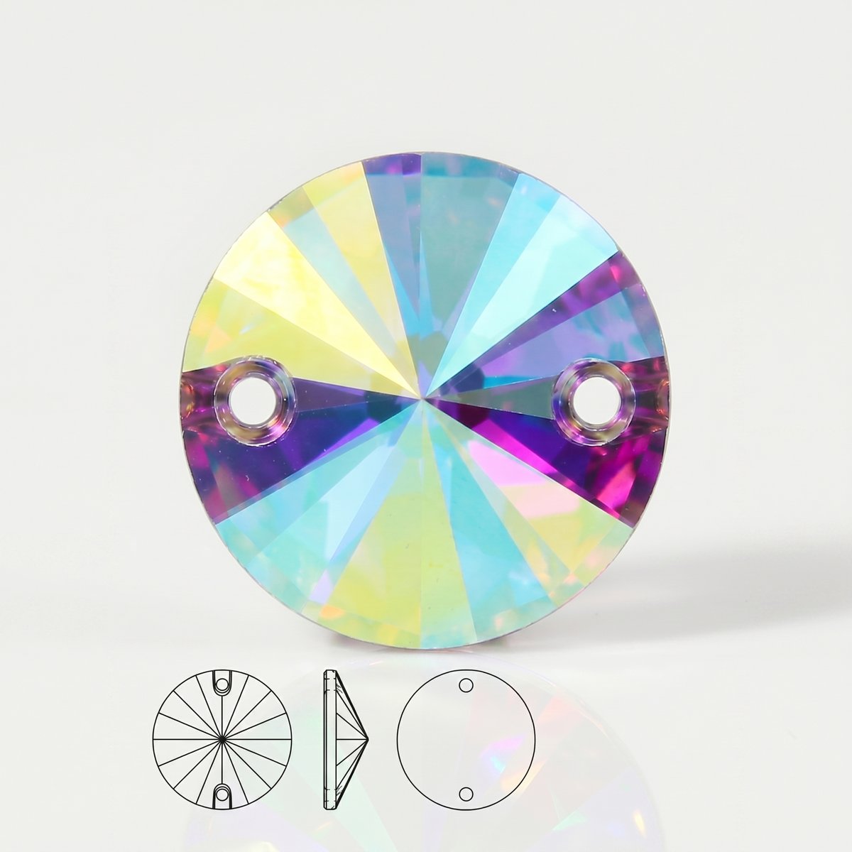 Стразы пришивные из стекла, цвет Crystal AB, форма Rivoli 