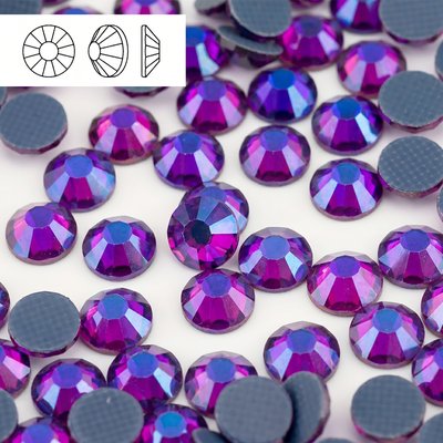Стразы горячей фиксации из стекла, цвет Purple Velvet, форма Flatback