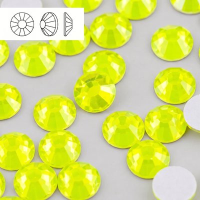 Стразы стеклянные неоновые Neon Yellow SS20, форма Round 