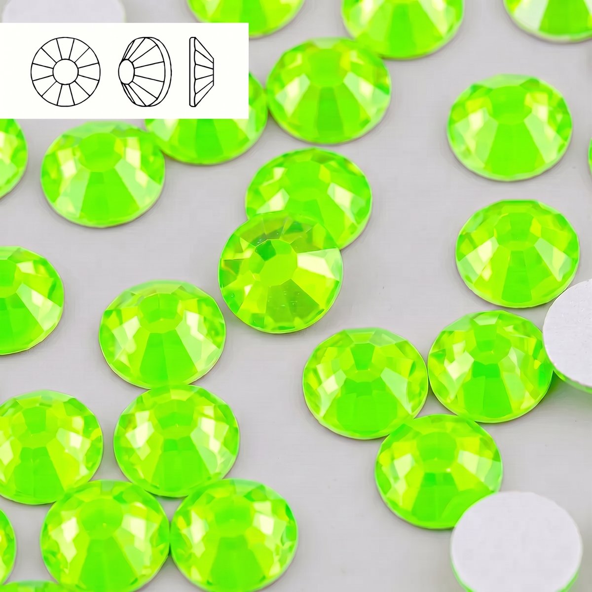 Стразы стеклянные неоновые Neon Green SS20, форма Round