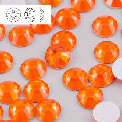 Стразы стеклянные неоновые Neon Orange SS20, форма Round