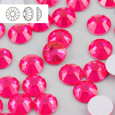 Стразы стеклянные неоновые Neon Pink, форма Round 