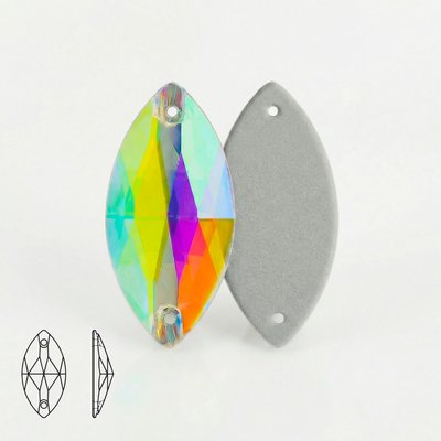 Стразы пришивные из стекла, цвет Crystal AB, форма Navette