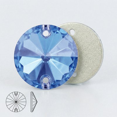 Стразы пришивные из стекла и хрусталя, цвет Aquamarine, форма Rivoli