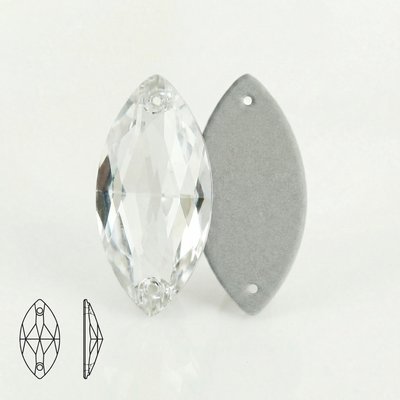 Стразы пришивные из стекла, цвет Crystal, форма Navette