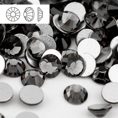 Стразы холодной фиксации из стекла, цвет Black Diamond, форма Flatback