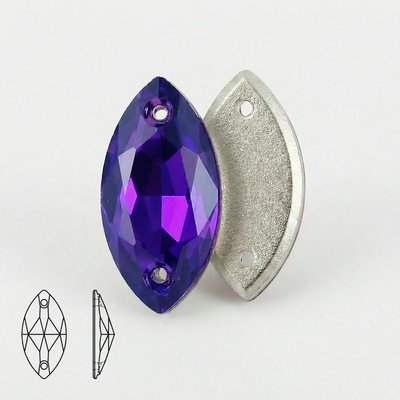 Стразы пришивные из стекла и хрусталя, цвет Purple velvet, форма Navette