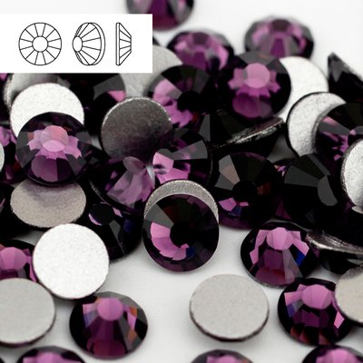 Стразы холодной фиксации из стекла, цвет Amethyst, форма Flatback