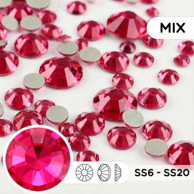 Стразы холодной фиксации из стекла, цвет Rose, форма Round