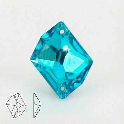 Стразы пришивные из стекла, цвет Aquamarine, форма Cosmic