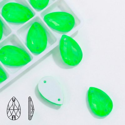 Стразы пришивные из стекла, цвет Neon Green, форма Teardrop / Pear