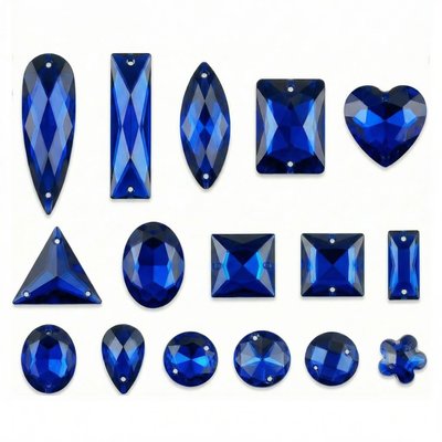 Стразы акриловые пришивные, цвет Sapphire, форма Mix