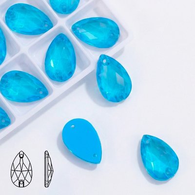 Стразы пришивные из стекла, цвет Neon Light Blue, форма Teardrop / Pear