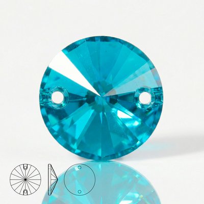 Стразы пришивные из стекла, цвет Aquamarine, форма Rivoli