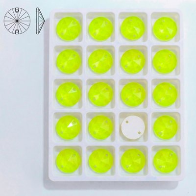 Стразы пришивные из стекла, цвет Neon Yellow, форма Rivoli