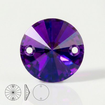 Стразы пришивные из стекла, цвет Purple velvet, форма Rivoli
