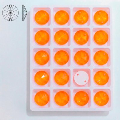 Стразы пришивные из стекла, цвет Neon Orange, форма Rivoli