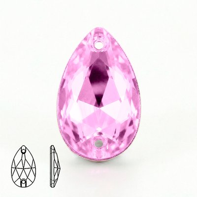 Стразы пришивные из стекла, цвет Light Rose, форма Teardrop / Pear