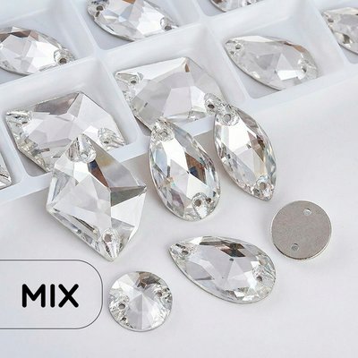 Стразы пришивные хрустальные, цвет Crystal, форма Mix, 30 шт