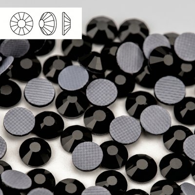 Стразы горячей фиксации из стекла, цвет Black Jet, форма Flatback