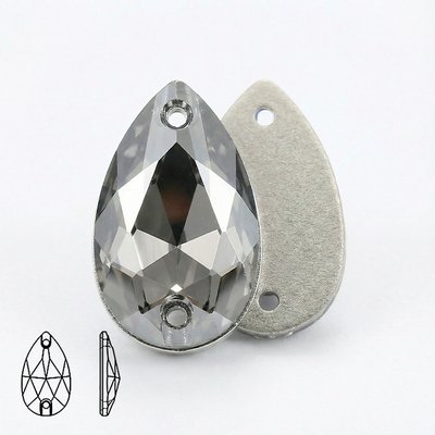 Стразы пришивные из стекла, цвет Silver Phantom, форма Teardrop / Pear