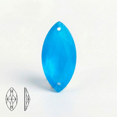 Стразы пришивные из стекла, цвет Neon Blue, форма Navette