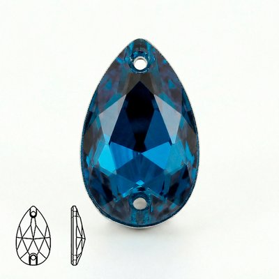 Стразы пришивные из стекла, цвет Montana, форма Teardrop / Pear