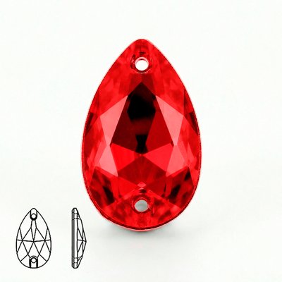 Стразы пришивные из стекла, цвет Light Siam, форма Teardrop / Pear