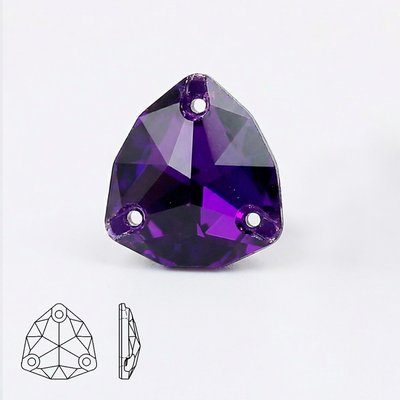 Стразы пришивные хрустальные цвет Purple velvet, форма Trilliant