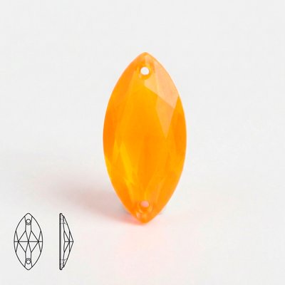 Стразы пришивные из стекла, цвет Neon Orange, форма Navette