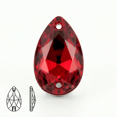 Стразы пришивные из стекла, цвет Dark Siam, форма Teardrop / Pear