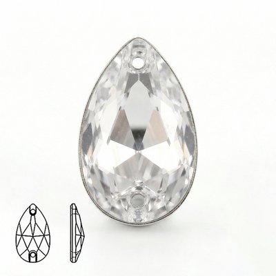 Стразы пришивные из стекла, цвет Crystal, форма Teardrop / Pear